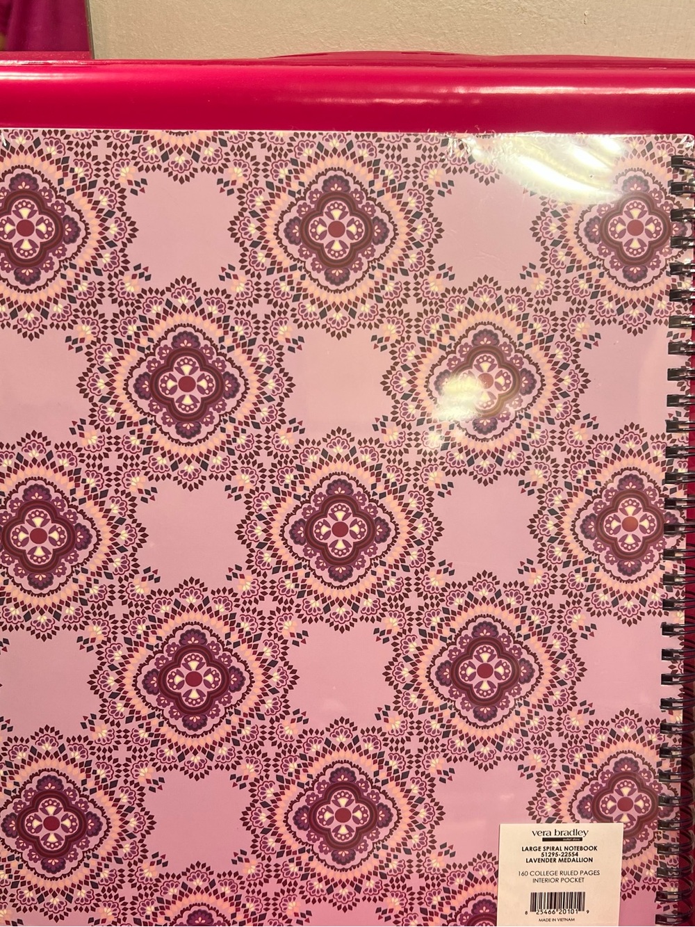 Vera Bradley LAVENDER MEDALLION Large Spiral Notebook College Rule - Picture 2 of 2